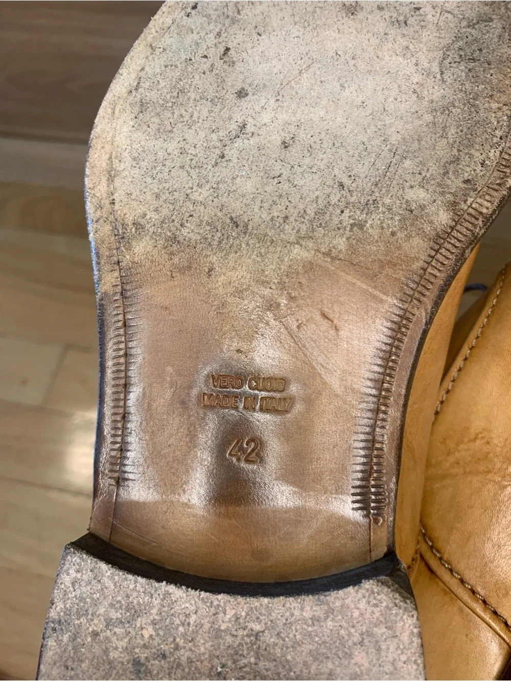 Calzoleria Toscana 2361 Tan Leather Cap-Toe Oxfords - Size 42